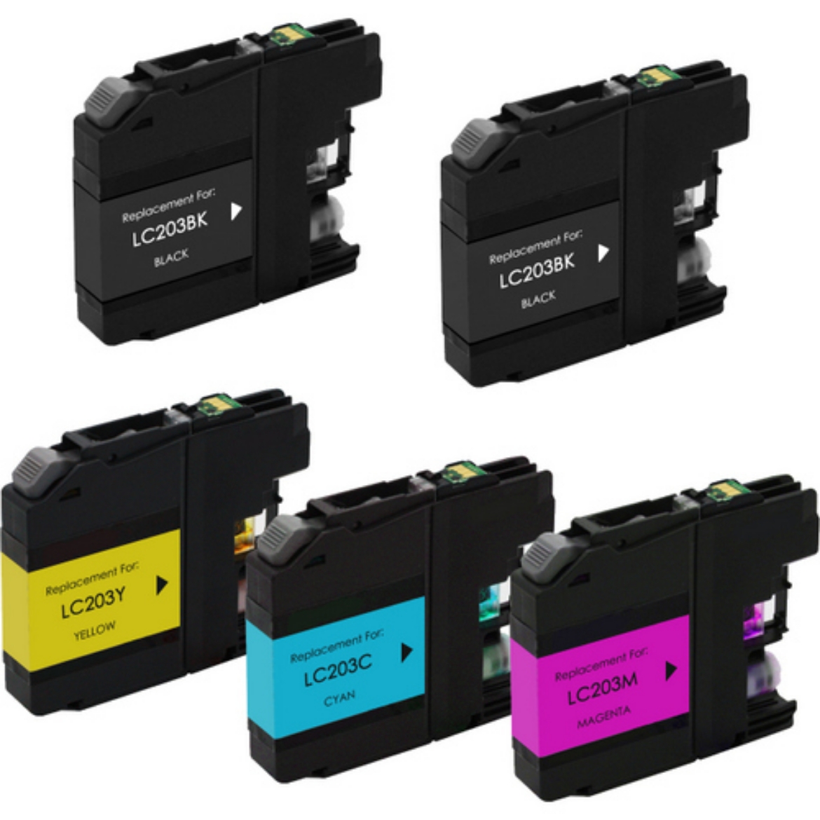 Picture of Value Bundle LC2035PKS, LC-203BK, LC-203C, LC-203M, LC-203Y High Yield Black, Cyan, Magenta, Yellow Ink Cartridges (5 pack) (5 x 550 Yield)