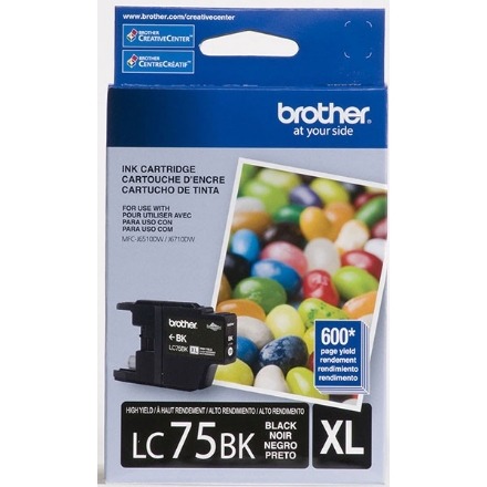 Picture of Brother LC-75BK High Yield Black Inkjet Cartridge (600 Yield)