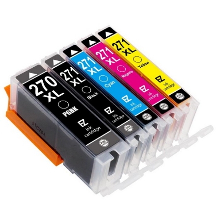 Picture of Compatible PGI-270XL, CLI-271XLC, CLI-271XLM, CLI-271XLY High Yield Black, Cyan, Magenta, Yellow Inkjet Cartridges (5 pack)